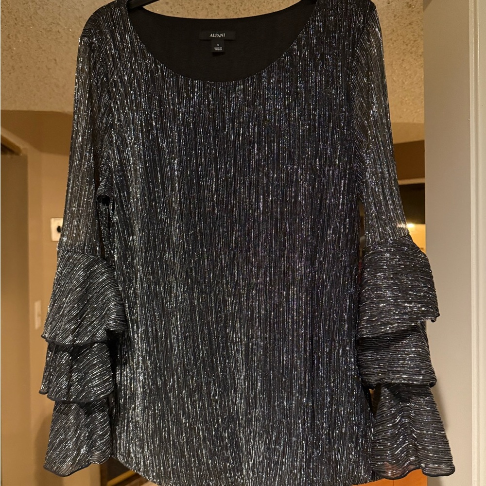 Adrianna Papell Silver Shimmer Blouse